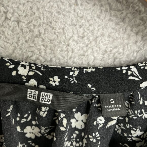 Uniqlo Sleeveless Black & White Floral Midi Dress Polyester M0076 - Picture 3 of 11